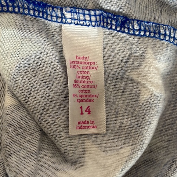 Justice one shoulder, blue & white tank with sequins and stars girls size 14 - Picture 4 of 10